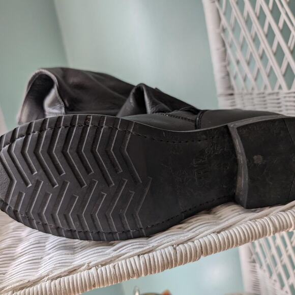 Frye Black Leather Slouchy Buckle Boots - Picture 6 of 8